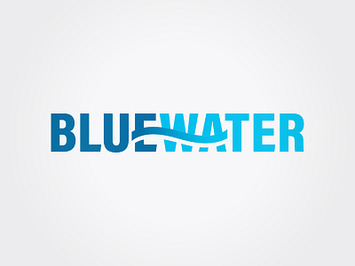 BlueWater Solutions Group logo blue engineering logo negative space typographic typography water wave