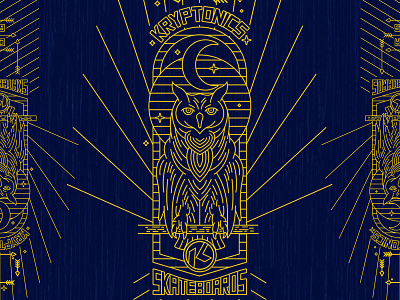 Kryptonics Owl badge branding icon illustration lettering logo skate
