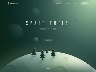 Lunar Trees gradient green moon orbit planets space stars trees ui