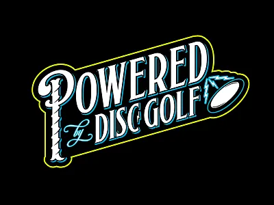 Powered by Disc Golf badge disc golf electricity pin tesla coil vector