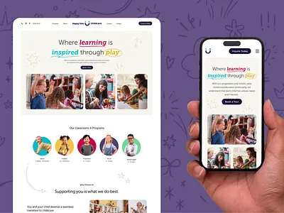 Happy Tots Childcare Website Exploration branding childcare daycare design fun graphic design illustration logo playful typography ui vector