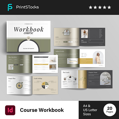 Course Workbook Template Landscape annual report brochure clean course creative design future plan goal graphic design list minimal minimalist monthly plan plan portfolio print template weekly plan work workbook