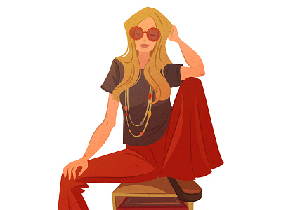 70s girl 3 70s bohemian boho character eyeglasses free hippie style vector woman