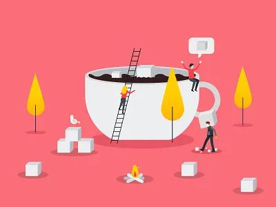 Coffee Shower app brand coffee design editorial flat icon illustration tech web design