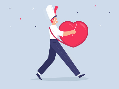 Love Beat confetti drummer festival happy heart illustration love parade step valentines valentinesday
