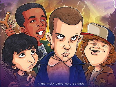 Stranger Things Kids caricature stranger things