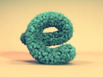 Letter E 3d c4d cinema4d hair letter lettering