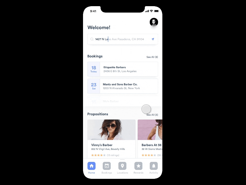 Bottom navigation with multiple options animation interaction iphone iphone x menu swipe swipe up ui ux