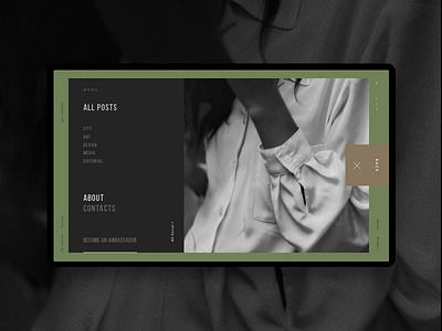 Clarks Art & Lifestyle Blog Open Menu active art blog fashion green interface lifestyle menu photos post ui ux