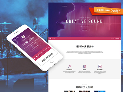 Recording Studio Website Template design for website mobile website design web design website design website template