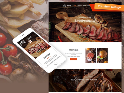 BBQ Restaurant Premium Moto CMS 3 Template design for website mobile website design web design website design website template