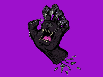 The Screaming WakHANDa black panther illustration marvel santa cruz screaming hand skateboarding