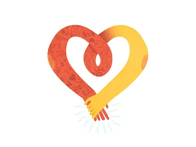 Valentines bright color couple cute design flat gradient hands happy heart illustration illustrator love relationship tattoo texture valentine valentines valentines day vector