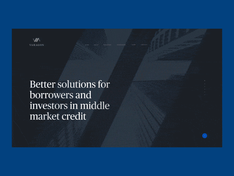 Varagon - Home website after effects animation corporate finance interaction layout menu rollover serif transition webdesign