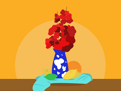 Some Colorful Flowers for You on Valentine's Day! colorful flowers fruit illustration shapes vase warm colors