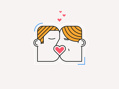 Its that day :) 2d character couple date design flat girl guy illustration kiss love vector