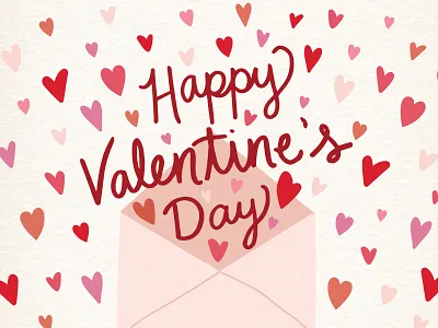 Happy Valentine's Day hearts lettering valentines day illustration