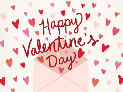 Happy Valentine's Day hearts lettering valentines day illustration