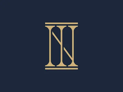 NI Lawyer Logo concept foundation geometry gold justice law lawyer lettering line logo pillars typography