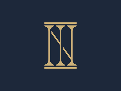 NI Lawyer Logo concept foundation geometry gold justice law lawyer lettering line logo pillars typography