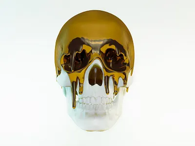 Gold skull 3d c4d cinema4d gold letter skull