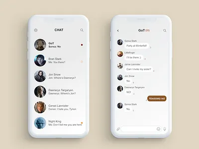 Daily UI Challenge #013: Direct Messaging 100 day ui challenge daily ui direct messaging game of thrones iphone messenger prototype ui ux