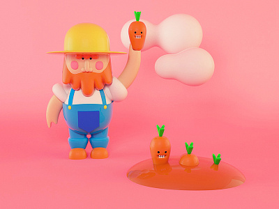 Farmer 3d c4d carrot cinema4d farmer letter