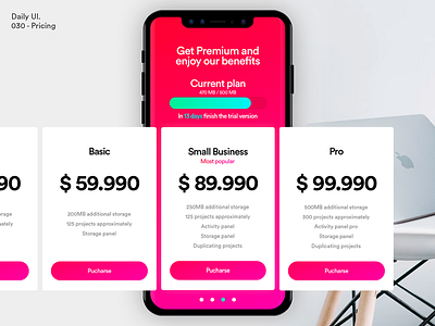 Daily UI - Pricing app dailyui design mobile pricing ui ux