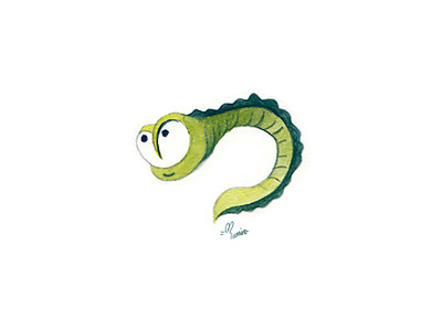 Sea Fish - character design eels slippery fishy green illustration