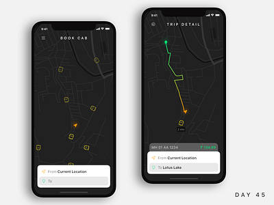 Daily UI Challenge: Day 45 - Cab Booking App app design cab booking daily ui challenge iphone iphone x online cab uber ui design ux design web design