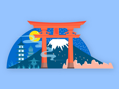 Japan city illustration japan