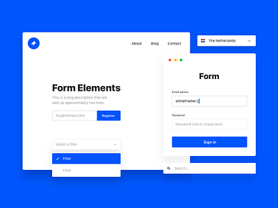 Framer Web kit - Form elements code design framer framerjs gif interactive ios macos native prototype ui web