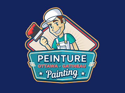 Painter Mascot + Logo billboard guy illustration logo mascot paint paintbrush painter retro vintage