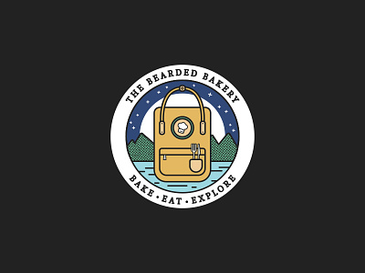 Bearded Bakery Logo backpack bake bearded blog cooking eat explore moon mountains stars