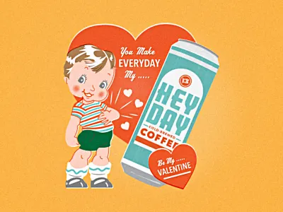 Heyday V-day can card coffee heart heyday illustration valentine