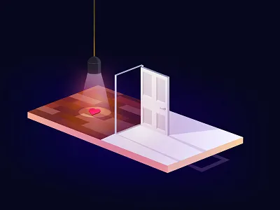 Love Doors cool design flat graphic heart illustration interior isometric light love red valentines