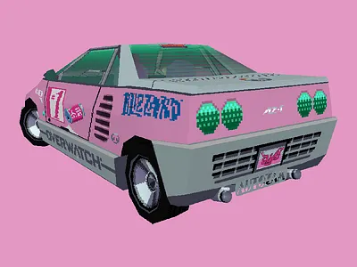 Mazda Autozam AZ-1 / D.Va / Rear 16 bit 3d car dva icon illustration livery low poly maya object overwatch pixel art