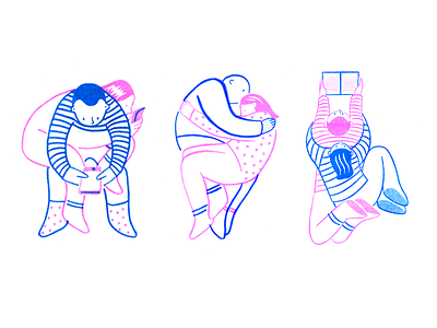 Cuddling Positions Pt. 2 cuddle hug illustration love riso