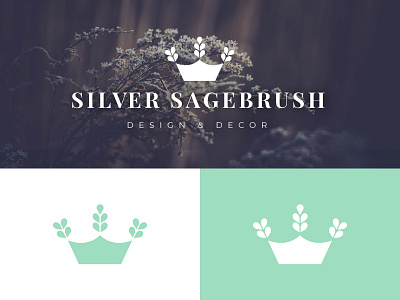 Silver Sagebrush branding crown decor design green logo rustic sagebrush silver