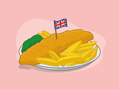 Fish, chips and mushy peas chips deep fried fish flag ibm peas uk union jack