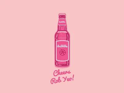 Cheers for the invite beer bubbles cheers debut dribbble drink glass illustration logo pink