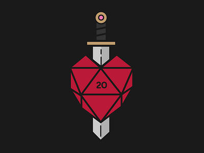 Critical Hit 20 critical dnd dungeons and dragons geek hit love natural sword valentines