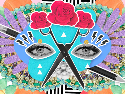 Collage FEST artwork color dribbble eyes fashion fest flowers fruit summer