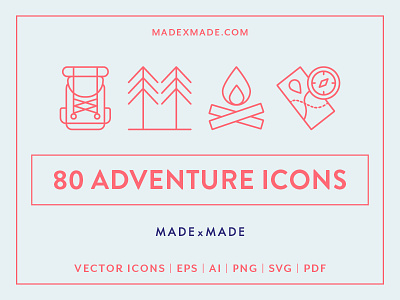 Made By Made | Line Icons – Adventure adventure camping icons illustrations infographics line icons outdoors sport symbols ui ux vector