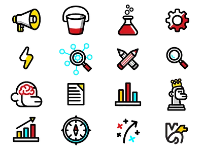 Monkey Bucket Icons branding design icon icons illustration logo monoline monowidth strategy