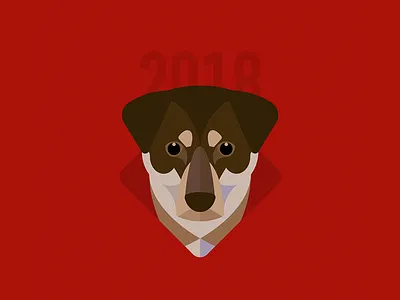 Year of the Dog 3/3 animal chinese new year dog illustration minimal new year red