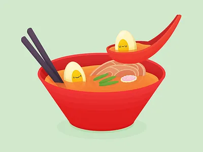 Ramen cute eggs food illustration japan ramen