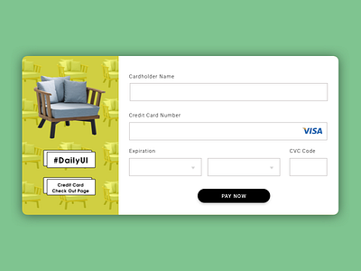 Credit Card Check Out Page/ Daily UI #2 chair credit card check out page dailyui mock up