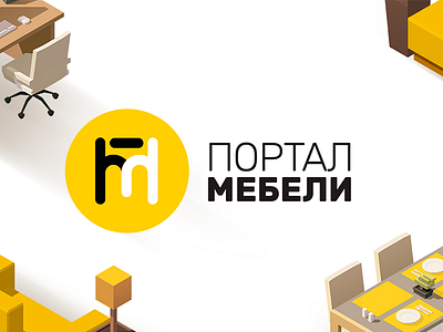 The portal of furniture logo black branding chair furniture logo mall marketing shop table yellow