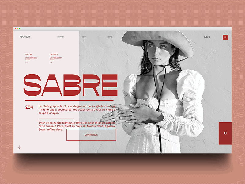 Sabre animation fashion gif interaction landing motion pink transition